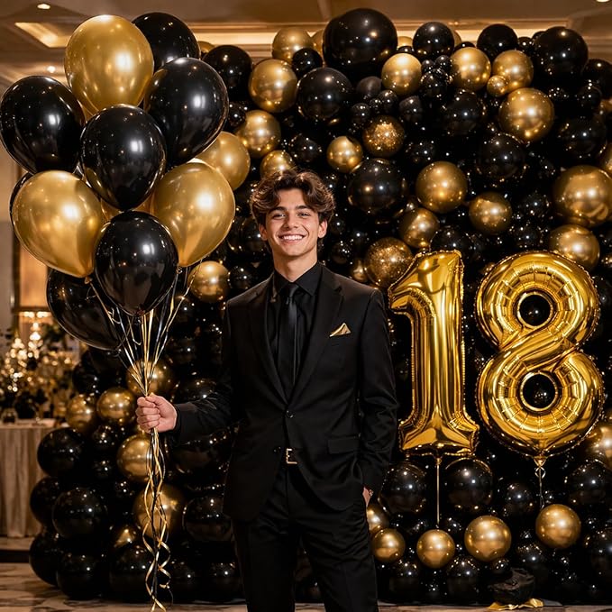 Black Balloons 100 Pack, 12 Inch Round Latex Party Balloons, Black Balloon Helium, Black Themed Graduation Halloween Birthday New Years Backdrop Prom Party Decorations