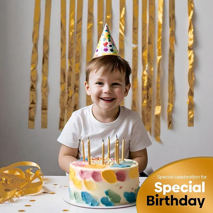 Captain Décor 6 Gold Streamers 492ft Pack of Gold Crepe Paper Rolls for Decorations, Party Streamer, Birthday & Party Decor(1.8 inch x 82 ft/Roll)