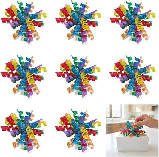 Rainbow Bow | Premium Self Adhesive Ribbon Bows for Gift Wrapping, Hair & Craft | Easter & Graduation Day Gift Basket Decorations| Premade Ribbon for Wreaths & Flowers-8 Counts