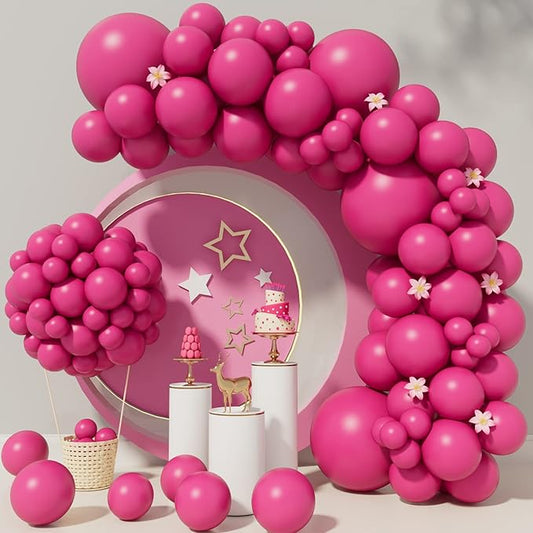 Hot Pink Balloons 110Pcs Hot Pink Balloon Garland Arch Kit 5/10/12/18 Inch Matte Latex Hot Magenta Balloons Different Sizes as Baby Shower Birthday Wedding Bridal Princess Theme Party Decorations
