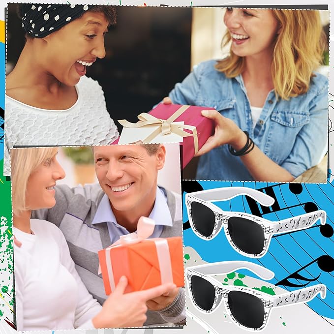 12 Pcs Music Notes Sunglasses Funny Photo Props Decoration Staff Music Themed Sunglasses for Adult Novelty Gifts for Musical Lovers Birthday Supplies