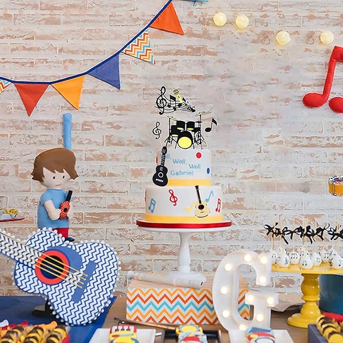 16Pcs Music Cake Topper Musical Instruments Decorations for Birthday CupCake Topper Party Supplies，Guitar Rock Star Cupcake Topper Decor for Baby Shower Rap Cake Topper Party Favors…