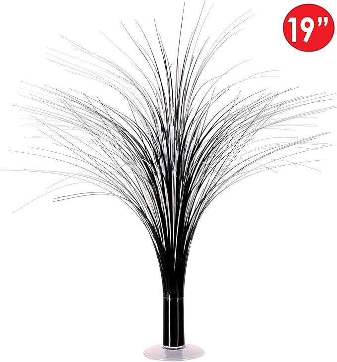 Beistle 2-Pack Metallic Spray Centerpiece, Sleek Black Decoration for New Years, Awards Night, & Birthday Parties, Table Decor for Special Events, 19”