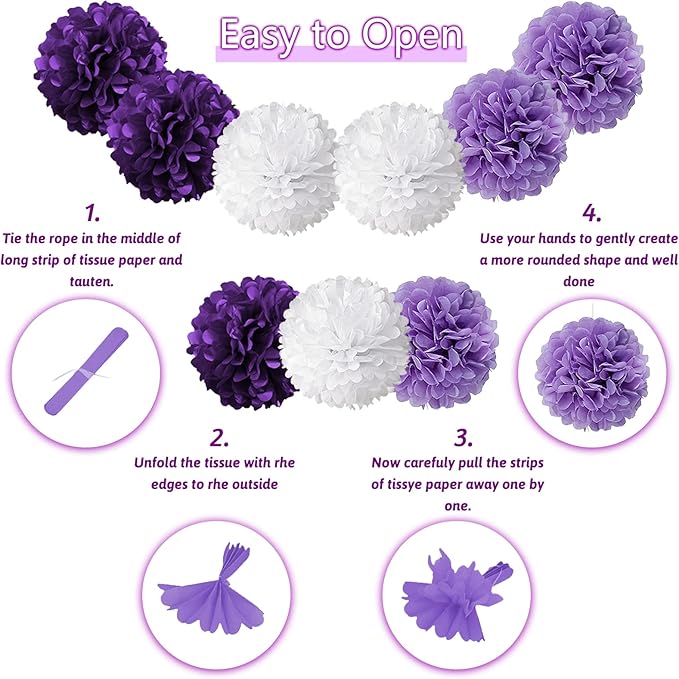 Purple Party Decorations with Banner - Women Girls Engagement, Anniversary & Birthday Supplies
