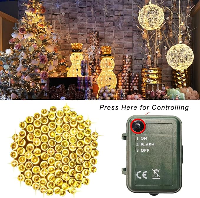 Pooqla 4-Pack Warm White LED String Lights, 66.6ft 200 LED Battery-Operated Twinkle Fairy Lights for Indoor Outdoor Classroom Dorm Bedroom Tree Party Décor
