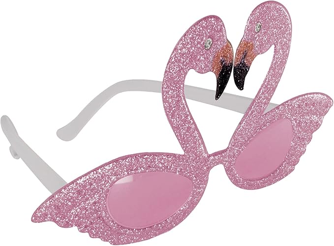 Beistle Glittered Flamingo Fanci-Frames – 3 Pack, Pink Glitter Novelty Glasses with Flamingo Design, Decorative Eyewear for Tropical Themes & Celebrations, One Size Fits Most Adults