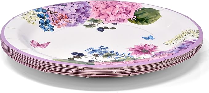 Gift Boutique Floral Hydrangea Party Supplies 7" Paper Plates Cups & Napkins Spring Flowers Baby Shower Bridal Tea & Birthday Disposable Set