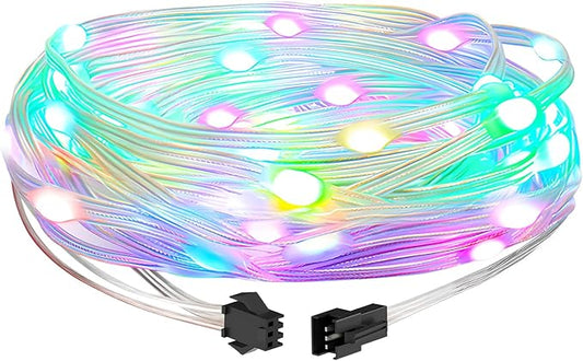 WS2812B Fairy String Lights Addressable Individually RGB IC, PVC Wire 16.4FT 50LEDs DC5V/2A for Twinkle Home Garden Bedroom Outdoor Indoor Decor(No Adapter or Controller) 1PC