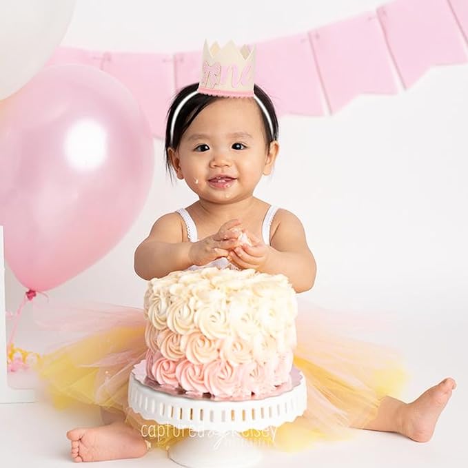 Bow One Birthday Crown -Pink Bow One Birthday Decorations, Sweet 1st party Hat, Little Princess Crown For Cake Smash,girls just wanna be one birthday