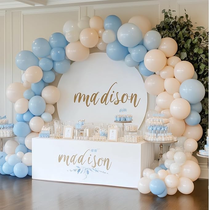RUBFAC 87pcs Pastel Blue Balloons Different Sizes 18 12 10 5 Inches for Garland Arch, Premium Blue Latex Balloons for Birthday Wedding Baby Shower Bridal Shower Party Decorations