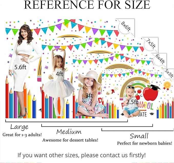 Mocsicka Preschool Graduation Backdrop Pre Kindergarten Congrats Grad Party Decoration Class of 2026 Graduation Ceremony Background Supplies Photo Booth Props (White, 7x5ft (82x60 inch))