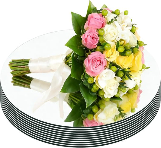 14PCS Round Mirrors for Centerpieces for Tables 8inch Acrylic Wall Mirrors 10" Circle Mirror Candle Mirror Trays Plates for Wedding Birthday Christmas Party Table Decorations