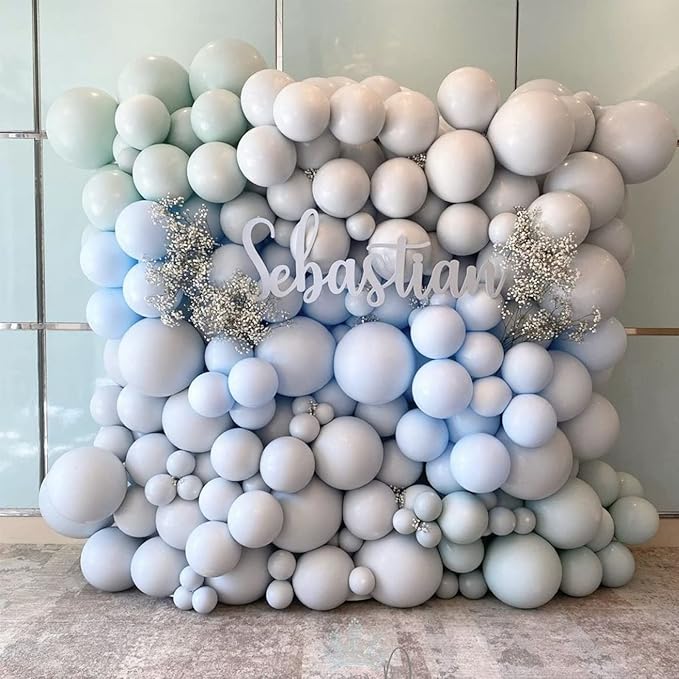 Voircoloria 130pcs Dusty Blue Balloons Different Sizes 18" 12" 10" 5" Slate Blue Balloons for Boys Girls Baby Shower Wedding Anniversary Graduation Engagements Birthday Party Decorations