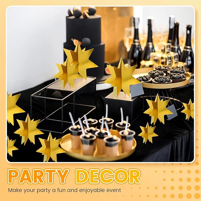 AmazingSpark 9 Pcs Large Star Centerpieces 3D Gold Star Table Decorations in 3 Sizes 10" 8" 6" for Birthday Party Baby Shower Gathering Carnival Ceremony Graduation Movie Night Supplies (Gold)