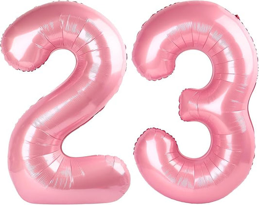 40 Inch Numbers 23 Balloon, Big Foil 23th Birthday Balloons Decorations for Women, Pastel Pink Number Balloon for 2 3 23 32 Wedding Memorial Day's Graduation Supplies