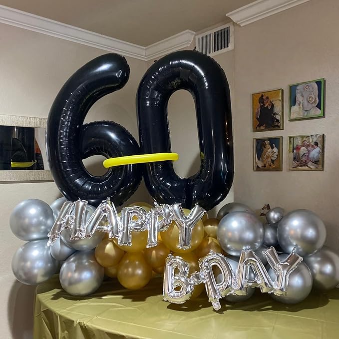 40 Inch Balloon Number 7 Black, Large Foil Number Balloons Set 0-9, Digital 7 Helium Balloons for Girls Boys Men Women 7th 17th 70th Birthday Anniversary Graduation New Year's Eve Party Decoration