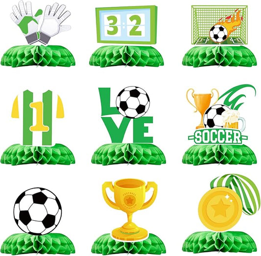 Soccer Party Decorations 12 Pcs Soccer Honeycomb Centerpieces, Soccer Theme Party Supplies Table Decorations for Boys Birthday Party, Soccer Decor for Party Soccer Birthday Decor