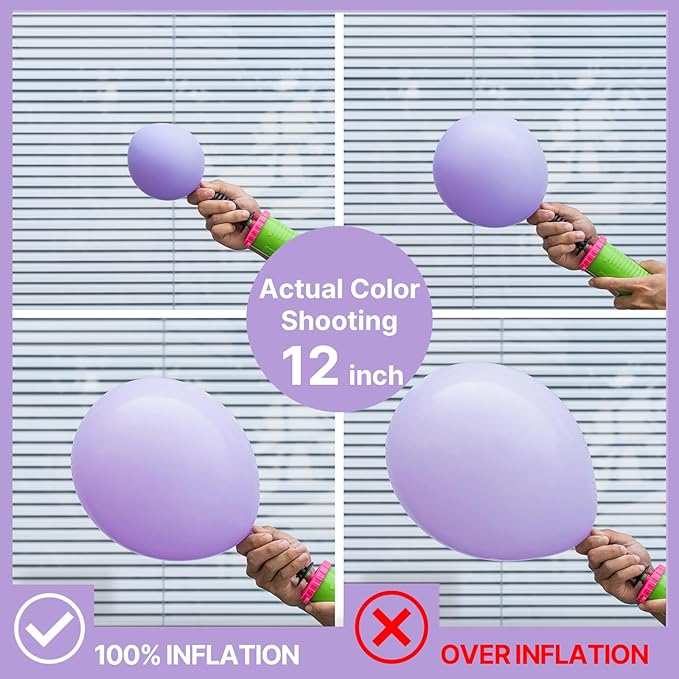 PartyWoo Lavender Balloons 140pcs Different Sizes Pack of 18 12 10 5 Inch Light Pastel Purple Lilac Balloon Arch Kit for Baby Shower Bachelorette Fairy Birthday Princess Party Decorations Purple-Q10