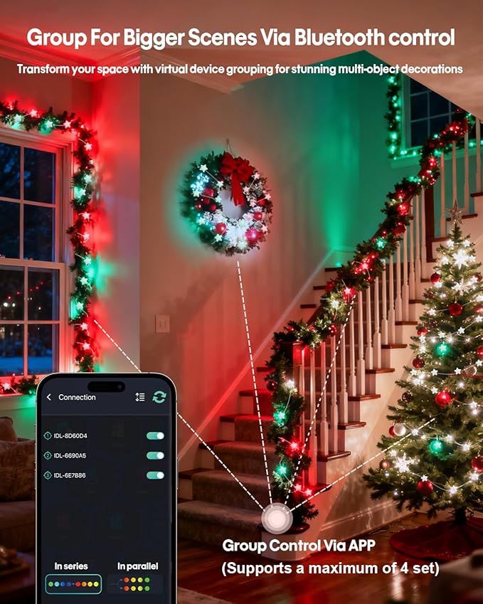 Super RGB Smart Star Fairy Lights 33Ft, 16M Color Changing String Lights with Remote & APP Control, Music Sync, Timer, RGB DIY Colored Twinkle Lights Hanging for Indoor Bedroom Party Birthday Decor