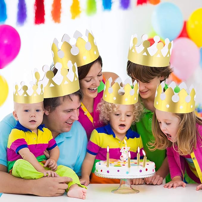 LOCOLO 30 Pieces Golden Paper Crown Gold Paper Crowns Birthday Party Bulk Crown Party Crowns Hats King Crown for Adults Students Hat Party Supplies Favors Celebration Photo Props