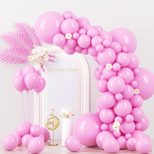 Voircoloria 130pcs Pink Balloons Different Sizes 18" 12" 10" 5" Party Latex Balloons for Birthday Baby Shower Wedding Anniversary Princess Theme Party Decorations