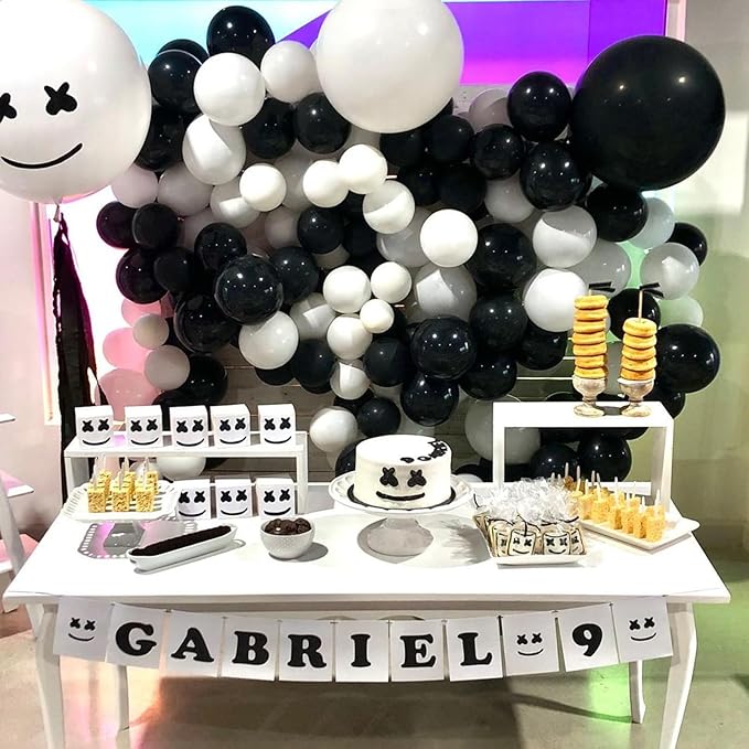 White Black Balloon Garland Arch Kit,120 Pack Matte Latex Black White Balloons for Baby Shower Birthday Wedding Graduation Party Decorations Supplies