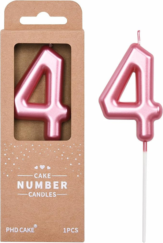 Classical Pink 4 Number Candle by PHD CAKE