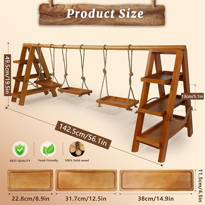 Tnstbiee Rustic Wood 3 Tier Dessert Stands Display Table Set - Cupcake, Food Tray, Serving Treat Holder - Country Style Display Stand for Parties and Events