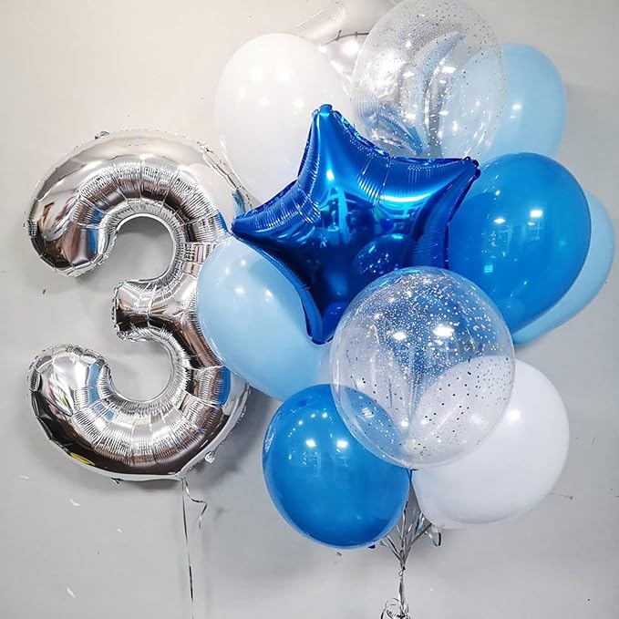 Paready Blue Balloons Set, 60 Pcs 12 Inch Pearl Blue Balloons Metallic Blue Macaron Balloon, Baby Blue Confetti Party Balloon for Baby Shower Birthday Wedding Bridal Shower Decorations