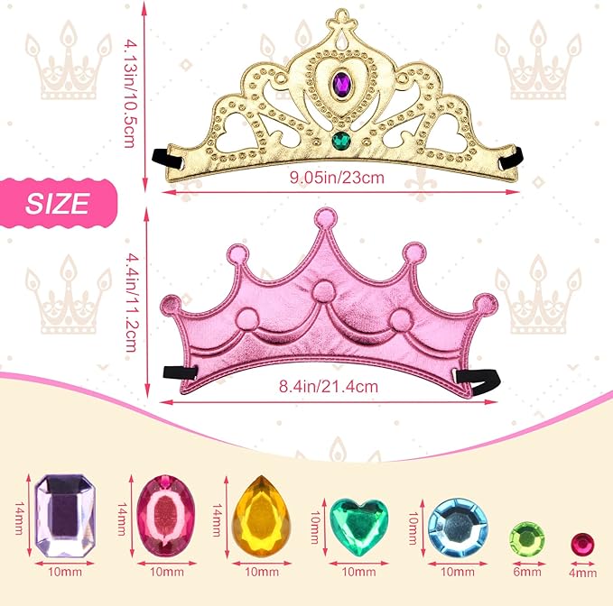 AHIER 23 Pieces Foam Crowns Set, Princess Tiaras Crowns DIY Party Crowns Make Your Crowns With Diamond Sticker