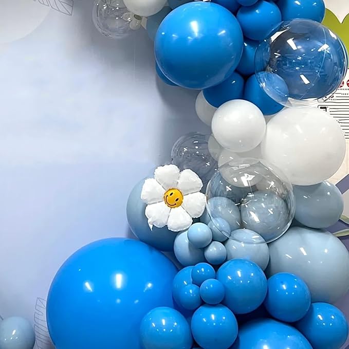 Voircoloria 105pcs Blue Balloons 12inch Party Latex Balloons for Boys Girls Birthday Baby Shower Gender Reveal Wedding Sunflower Party Decorations