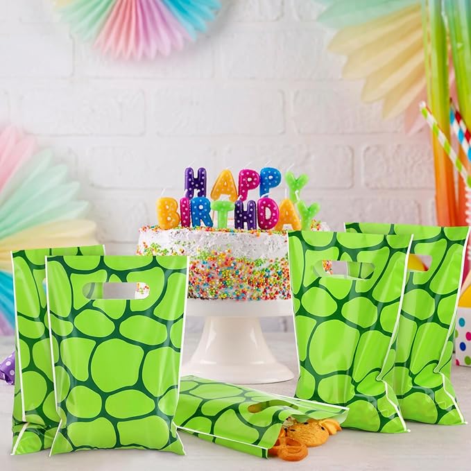 Hxezoc 50 Pieces Turtles Party Bags Plastic Turtles Bags Practical Gift Bags Pet Party Favors for Turtles Theme Birthday Party Decoration Supplies