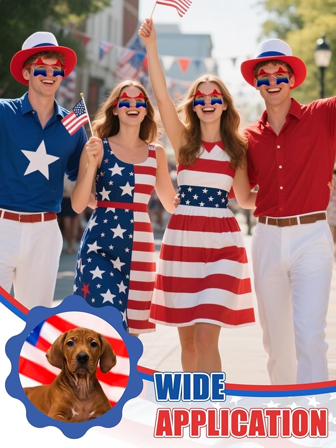 8 Pairs Star Sunglasses 4th of July Glasses Accessories Outfit for Women Adults Patriotic Rimless Sunglasses Party Favors for Birthday Beach Pool