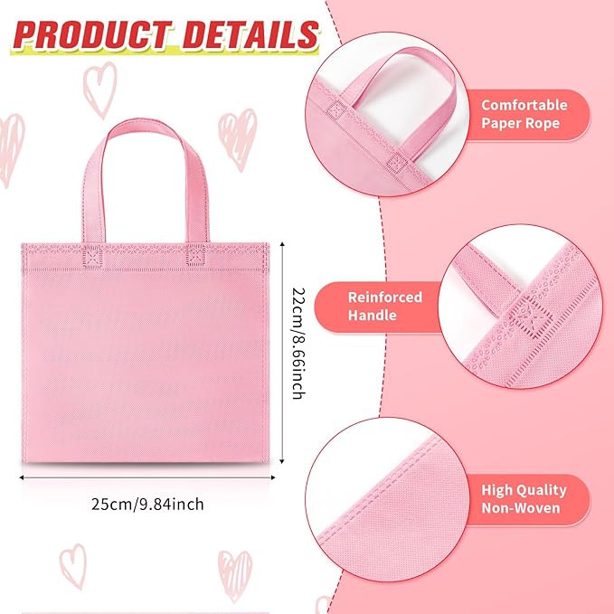 Sunnymove 36 Pcs Pastel Gift Bags Bulk with Handles, Small Non Woven Reusable Party Favor Bags, Treat Goodie Totes for Birthday, Baby Shower, Wedding, Bridal Shower, Graduation Supply