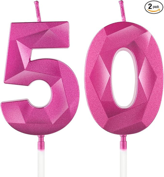 Number 50 Candles,50th Birthday Candles,Rose Happy Birthday Candle for Cake,3D Design Cake Topper Decorations for Girl Women Birthday Party Wedding Anniversary Celebration Supplies