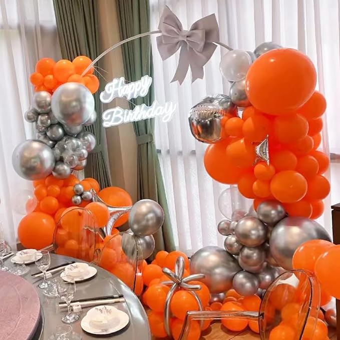 134Pcs Orange Balloons Different Sizes 5 10 12 18 Inch Orange Balloon Garland Arch Kit, Latex Balloons for Birthday Wedding Baby Shower Party Decorations.