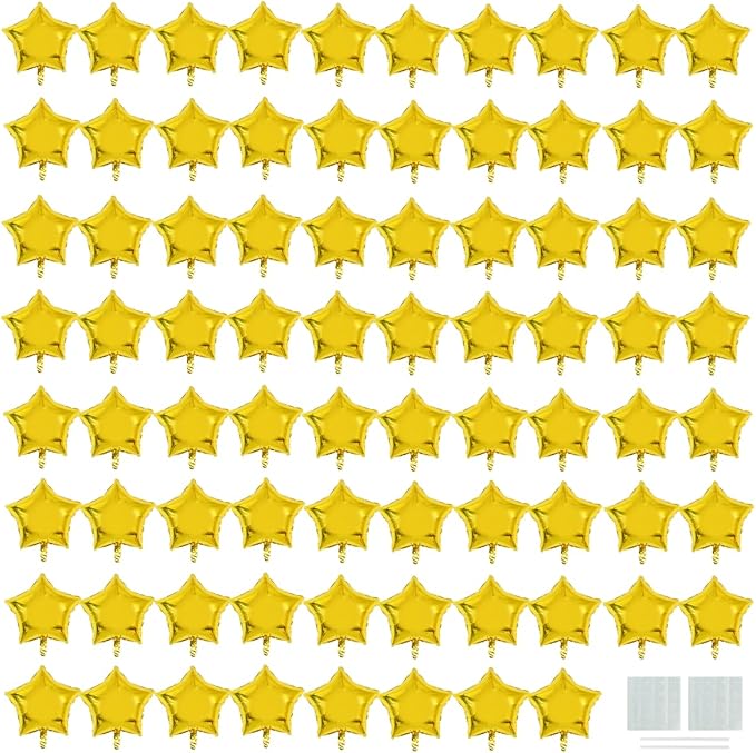 TONIFUL 50Pcs Stars Balloons 5 Inch Gold Star Shape Foil Balloon Star Mylar Balloons for Birthday Wedding Baby Shower Anniversary Engagement Party Decorations Supplies