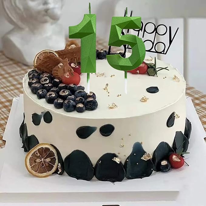 Green Happy Birthday Cake Candles,Wedding Cake Number Candles,3D Design Cake Topper Decoration for Party (Green Number 8)