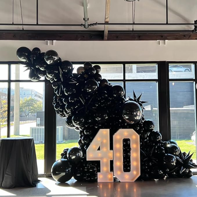 Awenztech 120pcs Black Balloon Arch Kit, 18 12 10 5 inch Black Latex Balloons Different Sizes Balloon Garland for Graduation Halloween Birthday Party Decorations