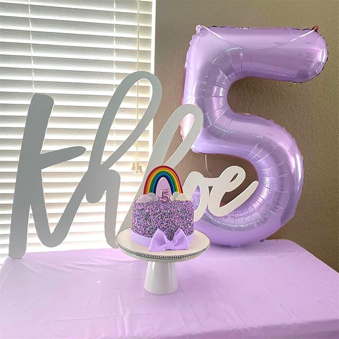 50th Birthday Balloons Pastel Purple for Women, 40 Inch Giant Light Purple Mylar Foil Number 50 Helium Balloons Self Inflating, Lavender Globos Numero 5 & 0 for Anniversary Party Decorations Supplies