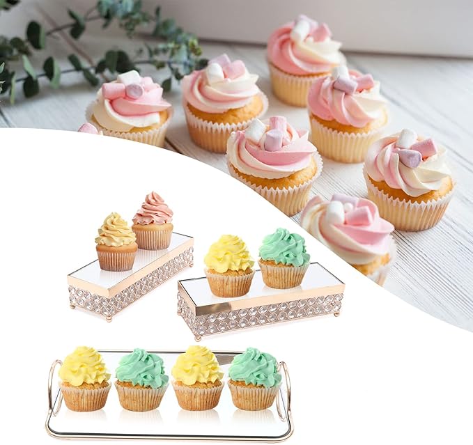 10 Pcs Wedding Cake Stand Set Dessert Table Display Set, Gold Tempered Glass Metal Cupcake Tray Candy Fruit Display Tower for Afternoon Tea Birthday Party Baby Shower Anniversary