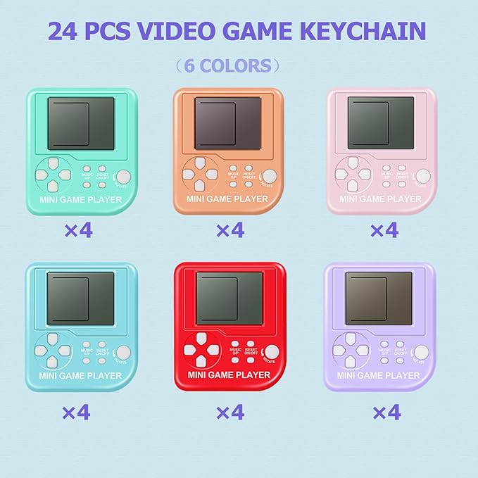 Sinikoro 24 Pack Video Game Party Favors for Kids Video Game Keychain Video Game Birthday Party Supplies