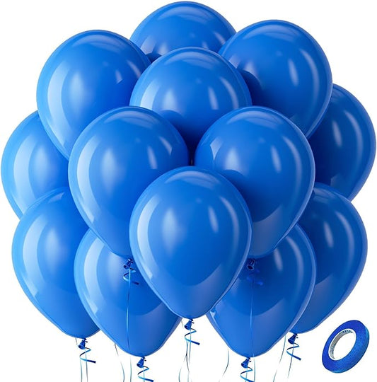 Bezente Royal Blue Latex Party Balloons - 100 Pack 12 inch Round Helium Matte Dark Blue Balloons for Graduation Men Birthday Gender Reveal Wedding Under The Sea Ocean Theme Boho Party Decorations