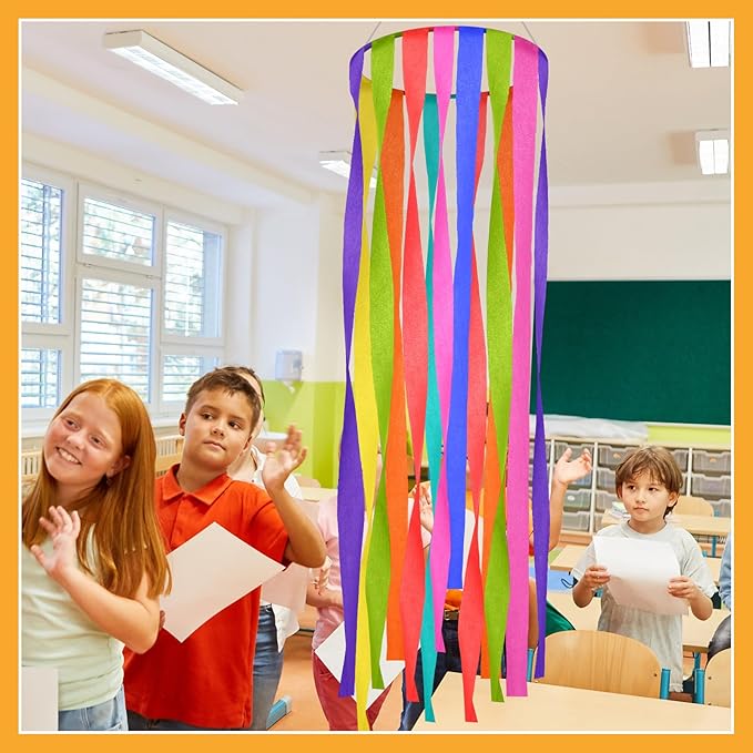 Watersay 16 Rolls Rainbow Crepe Paper Streamers 528 ft Colorful Classroom Party Decoration Back to School Classroom Ceiling Decor Graduation Party Streamers for Festivals Birthday Theme Wedding Indoor