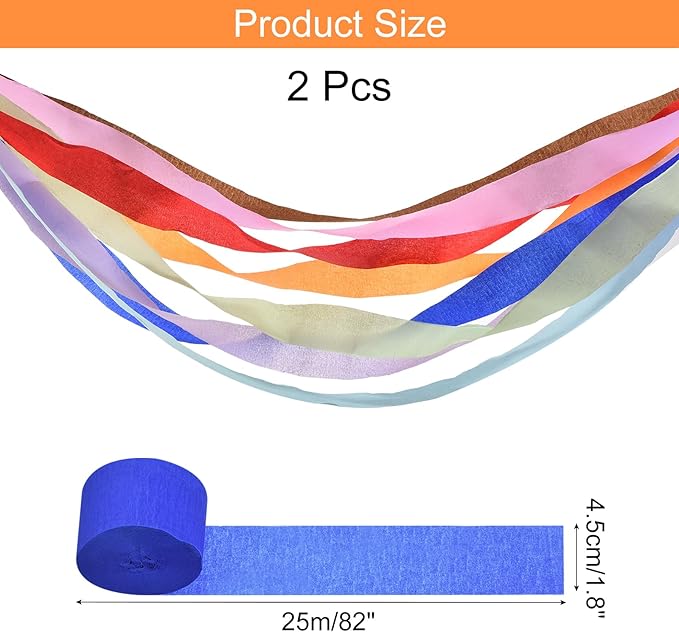 Crepe Paper Roll, Sapphire Blue Crepe Paper Streamers Sheets, [for Party Streamer Decorations, Birthday Party] - 1.8 Inch x 82 ft / 2 Roll