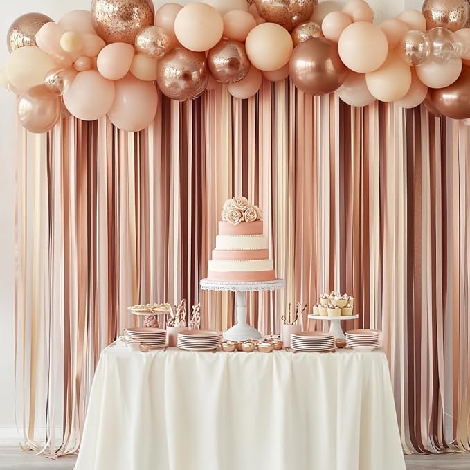 Captain Décor 8 Rose Gold Streamers, 656ft Pack of Crepe Paper for Rose Gold Party Decorations, Baby Shower Decorations, Bridal Shower and Party Supplies & Birthday Decoration