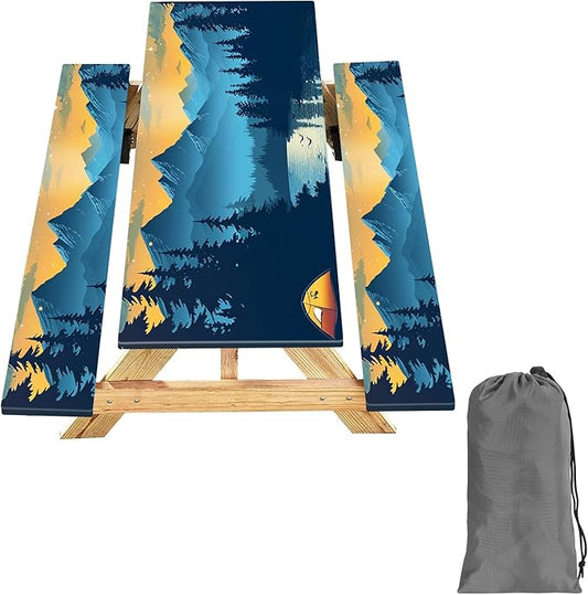 Picnic Table Cover with Bench Covers 6FT 3PCS, Camping Essentials Waterproof Windproof Tablecloth with Drawstring Bag, Fitted Rectangle Tables and Seats, 72", Lakeside Ember