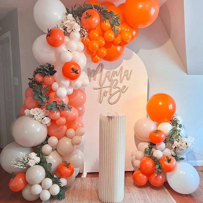 134Pcs Orange Balloons Different Sizes 5 10 12 18 Inch Orange Balloon Garland Arch Kit, Latex Balloons for Birthday Wedding Baby Shower Party Decorations.
