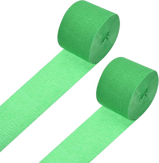 Crepe Paper Roll, Grass Green Crepe Paper Streamers Sheets, [for Party Streamer Decorations, Birthday Party] - 1.8 Inch x 82 ft / 2 Roll