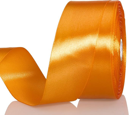 YASEO 1 1/2 Inch Orange Solid Satin Ribbon, 50 Yards Craft Fabric Ribbon for Gift Wrapping Floral Bouquets Wedding Party Decoration